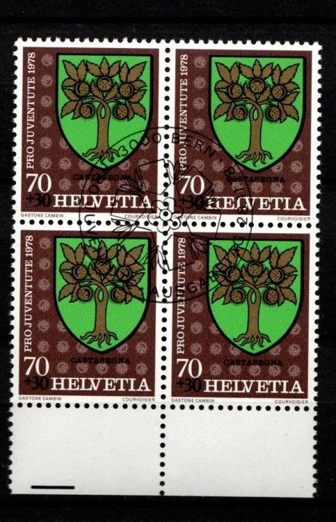Tutti i francobolli: 1978 - PJ / Gemeindewappen - Castasegna – Usato da Schaffhausen venduto da poststamp