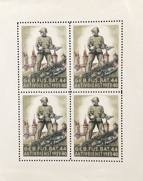 Tutti i francobolli: MILITÄR BRIEFMARKEN BLOCK GEB.FÜS.BAT.44 – Usato da Ostermundigen venduto da Wyatt-Earp