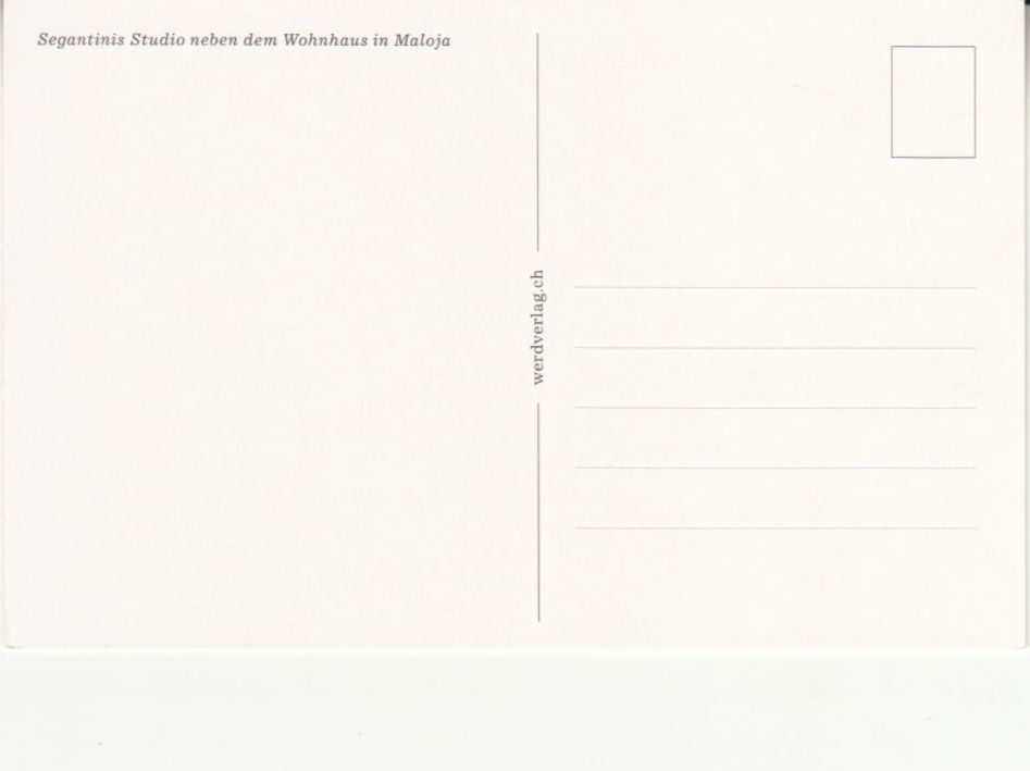 Cartoline postali: Maloja Segantinis Studio ca. 1980 – Usato da Bürglen TG venduto da StampGraf 1