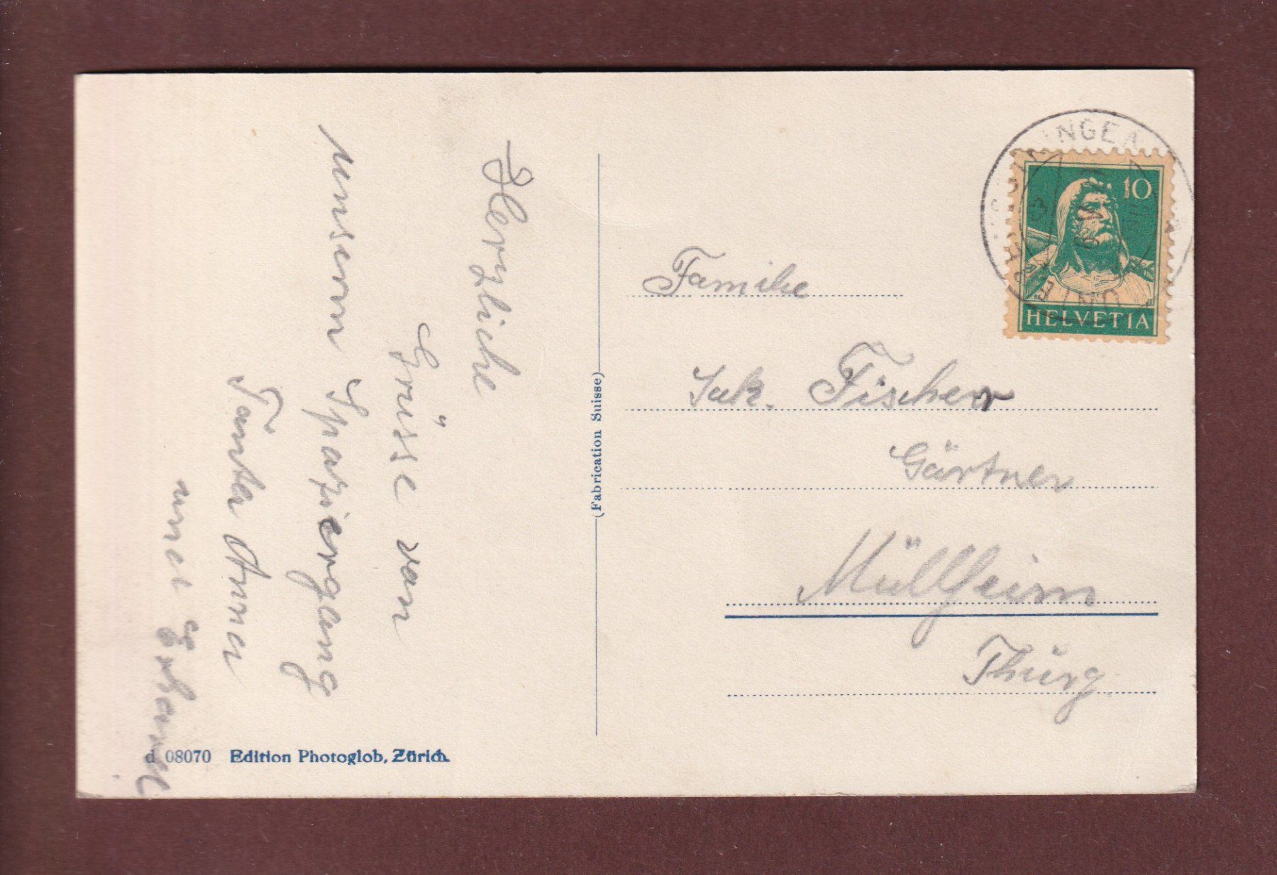 Cartoline postali: KLOSTER FAHR - 1929 // Eckbug // – Usato da Pully venduto da nicecards 1