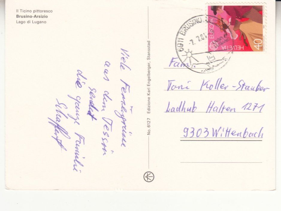 Cartoline postali: Brusino-Arsizio 1981 – Usato da Bürglen TG venduto da StampGraf 1