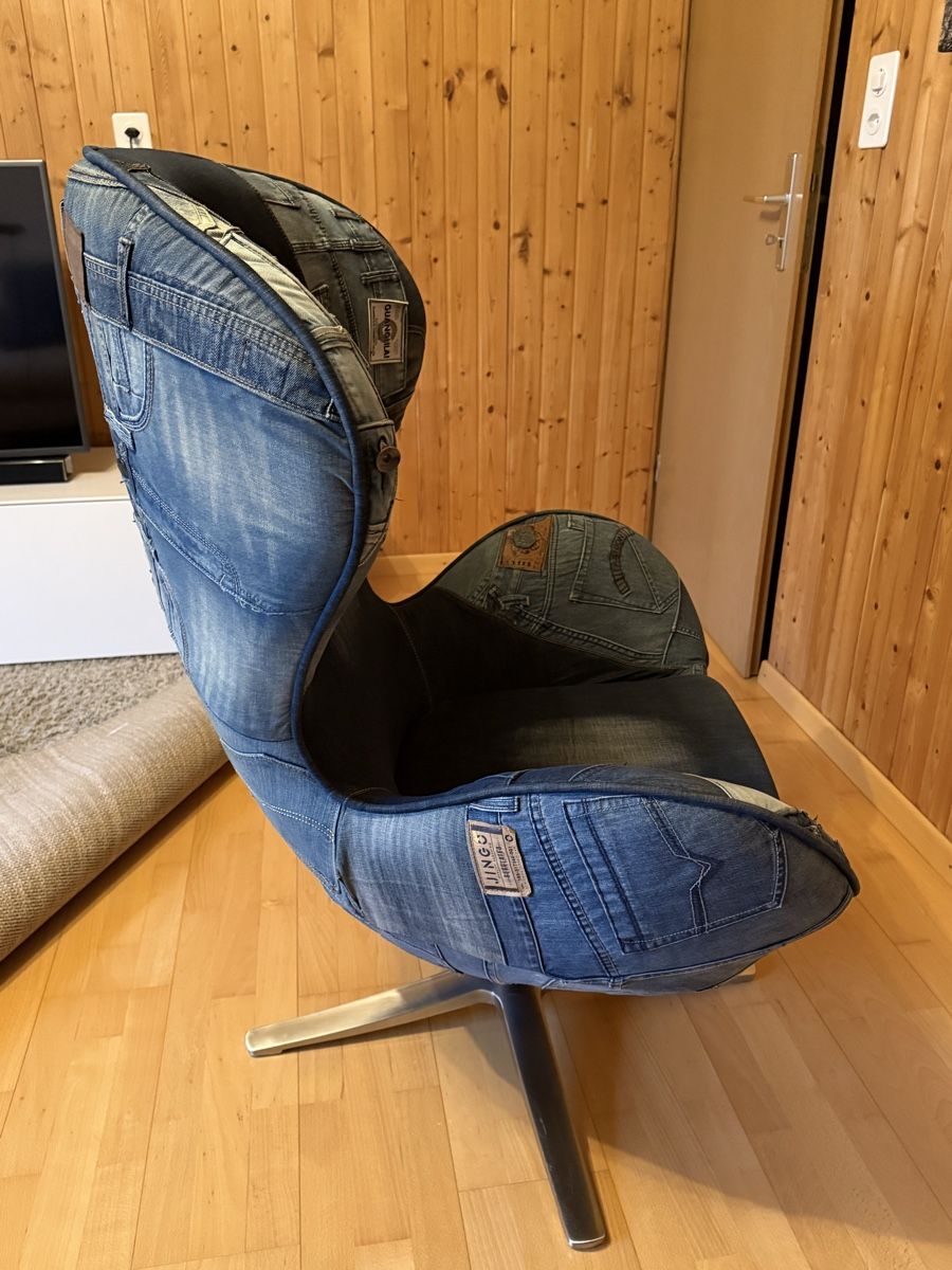 Poltrone: Moderner Retro Drehsessel aus Jeansstoff – Nuovo (secondo la descrizione) da Scherz venduto da Jennifer1977 2