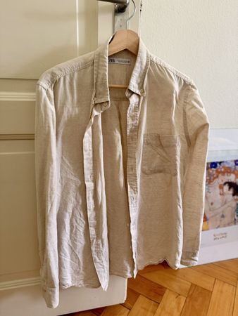 Chemise Zara lin et coton beige - Taille M - État impeccable