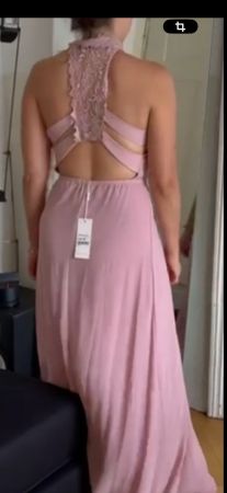 Elegantes Spitzen-Abendkleid lang, Gr. M, Rosé, Festlich/Som