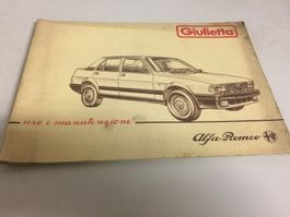 ALFA ROMEO GIULIETTA LIBRETTO USO E MANUTENZIONE 02/84