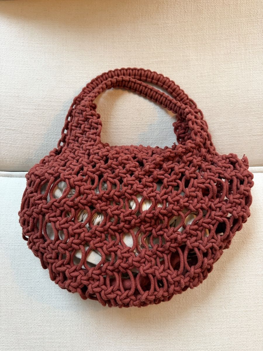 Mango Borse da donna: Mango Makramee-Beuteltasche in Weinrot – Usato da Muri AG venduto da enwtx