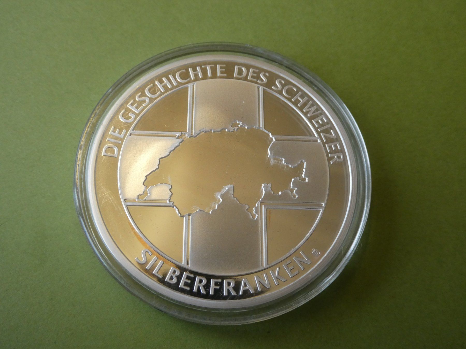 Medaillen: versilberte Medaille 50 mm PP,  Jacques Piccard – Gebraucht aus Hinterforst von Rohusri 1