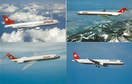 Swissair 4 9x14 Vintage MD-11 / DC9-81 / Fokker 100 / A321