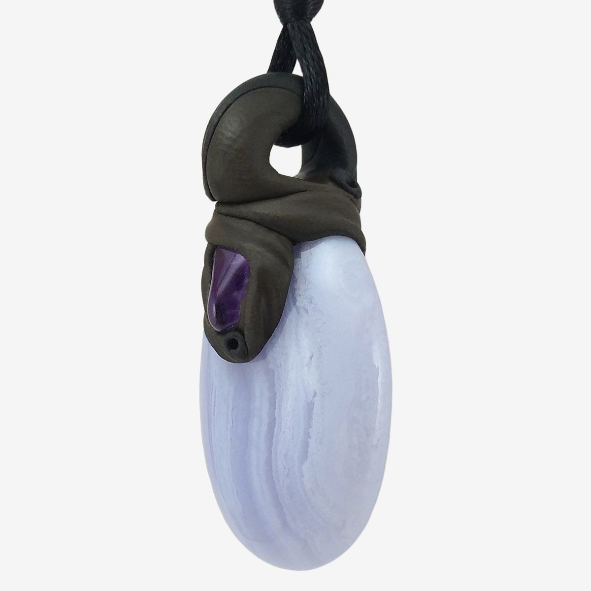 Minerali & Pietre curative: Chalcedon Stein Anhänger mit Amethyst – Nuovo e nell'imballaggio originale da Meilen venduto da Kaleidoskopia 1