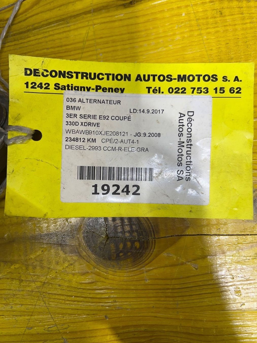 Valeo Alle Autoersatzteile: Alternateur Valeo pour BMW e90/e91/e92/e60/e61/e62 – Gebraucht aus Meyrin von Trucs 1