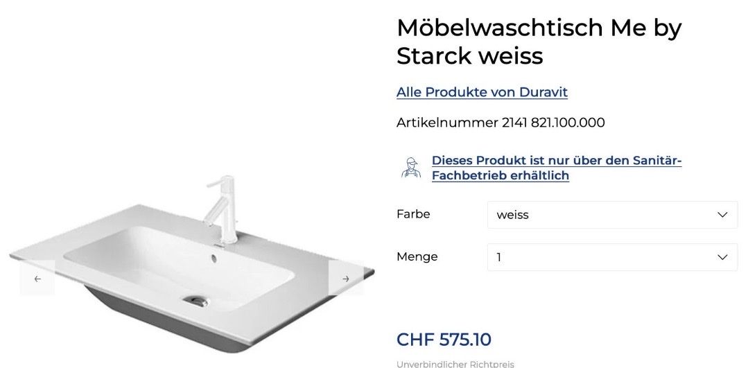 Duravit Installations & Meubles: Badmöbel mit Keramik Waschtisch Duravit  – Neuf (Voir description) à Amriswil par tro_8jds 2