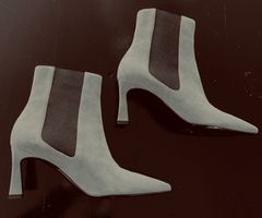POLLINI Ankle Chelsea Boots-38-Hellblau-NP450, Neuwertig!