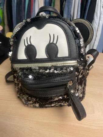 Rucksack Pailetten Mickey Maus Design schwarz neuwertig