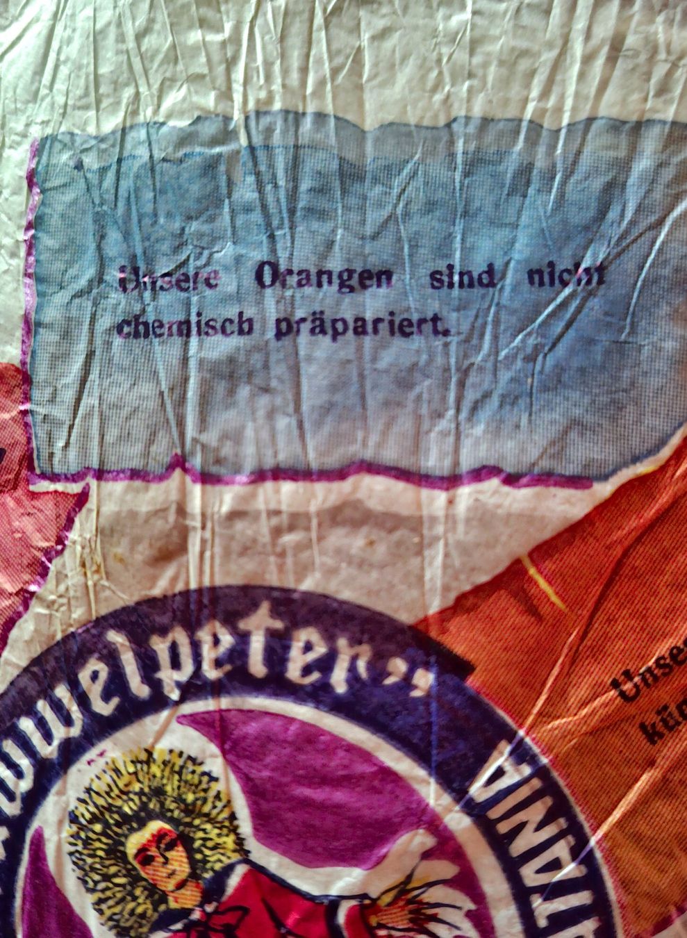 Carta: ALTES, GROSSES ORANGENPAPIER 39 x 39 CM – Usato da Grüningen venduto da Kartensammler 5
