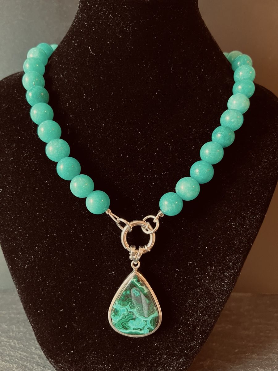 Catenine: Azur Malachite & Amazonit Necklace Sterling Silver – Nuovo e nell'imballaggio originale da Rüschlikon venduto da ThereseJewelryDesign