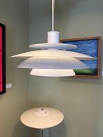 Dänische 70er Deckenlampe Vintage Weiss Toplamper
