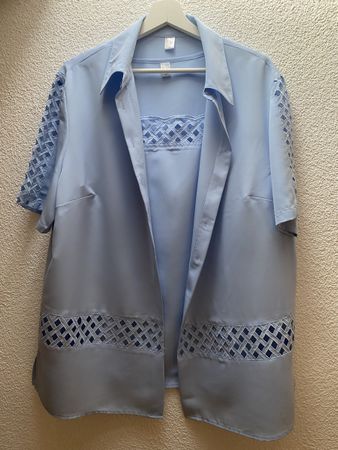 Damen 2-teiliges Blusen-Set Gr. 44/46 – Hellblau | Elegant