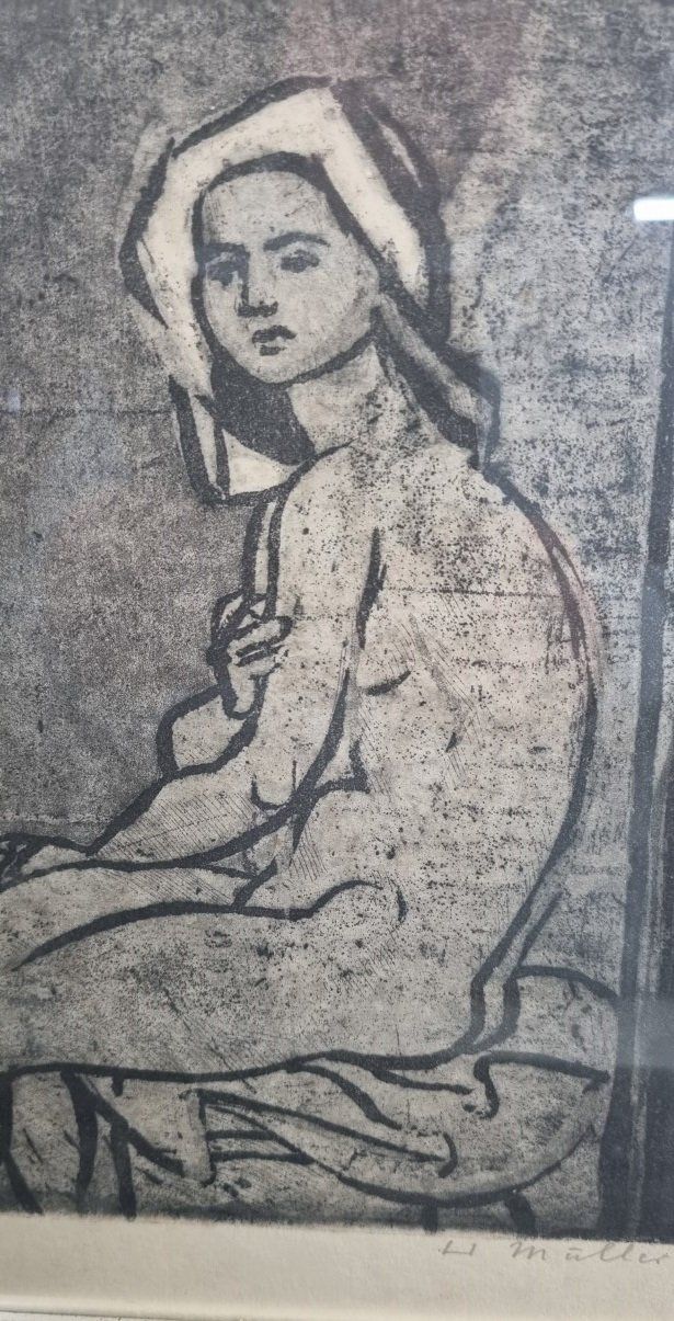 Grafiken & Lithographien: Bild Heinrich Müller Sitzende Nackte handsigniert – Gebraucht aus Flums von Flumsantik 1
