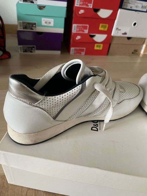 D&G Sneaker Gr. 44 Weiss/Silber Schuhe Turnschuhe Leder Mann 4