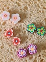 4 paar Handgemachte Cabochons aus Fimo Gummi-ohstecker