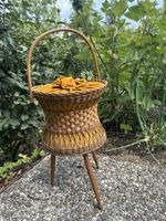 Nähkorb mit Samtbezug und Deckel vintage 58 Zeiche