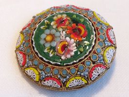 Farbenprächtige grosse Micro Mosaik Brosche Italy