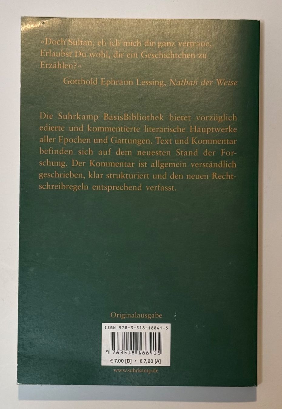 Bücher: Nathan der Weise – BasisBibliothek | Lessing – Gebraucht aus Rapperswil SG von Maria_________ 1