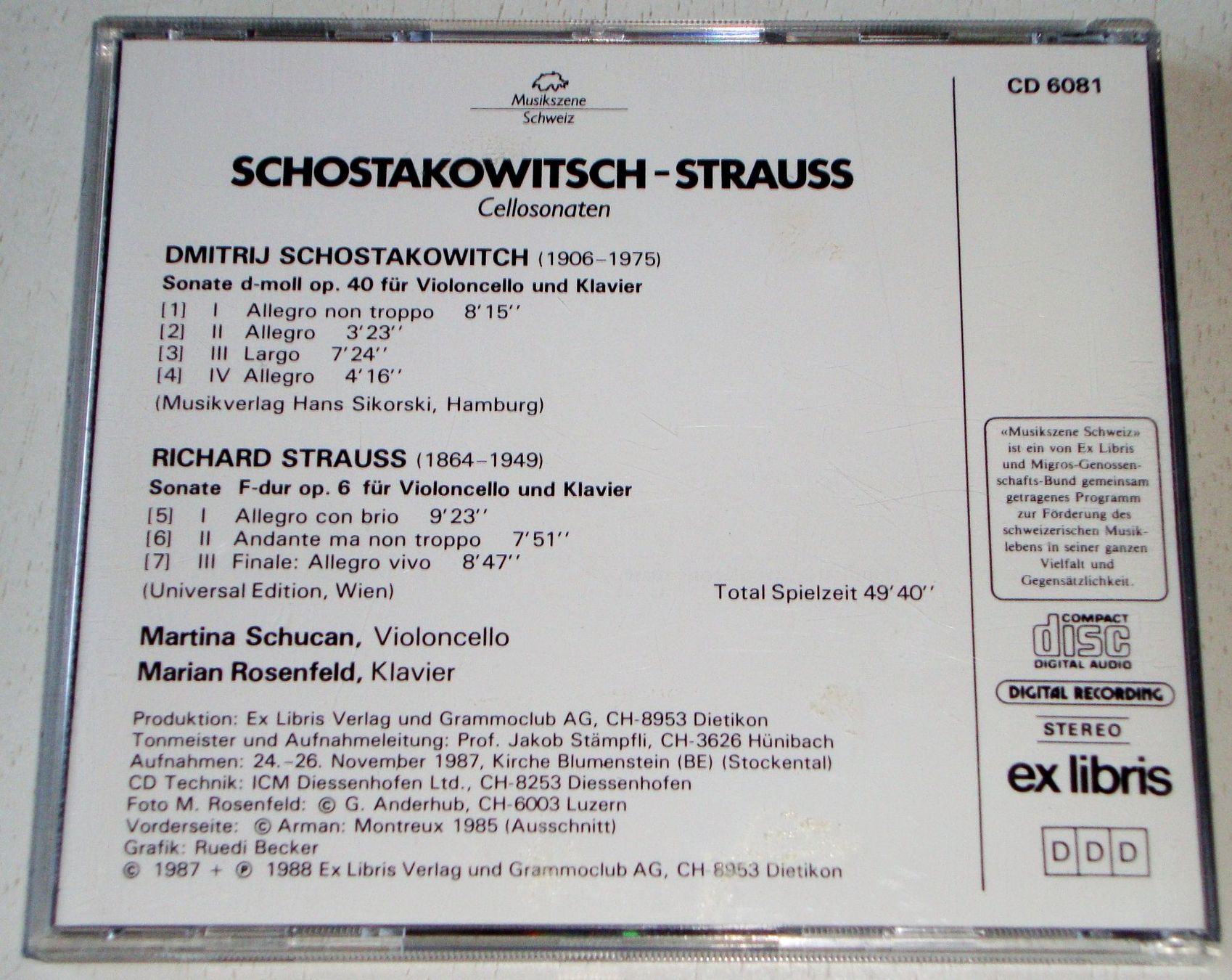 CDs: Martina Schucan, Marian Rosenfeld - Dmitrij Schostakowitch & – Gebraucht aus Unterbäch von niquz 1