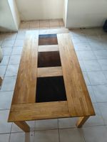 Esstisch Massivholz - 3 Granitplatten eingelegt - 200x100 cm