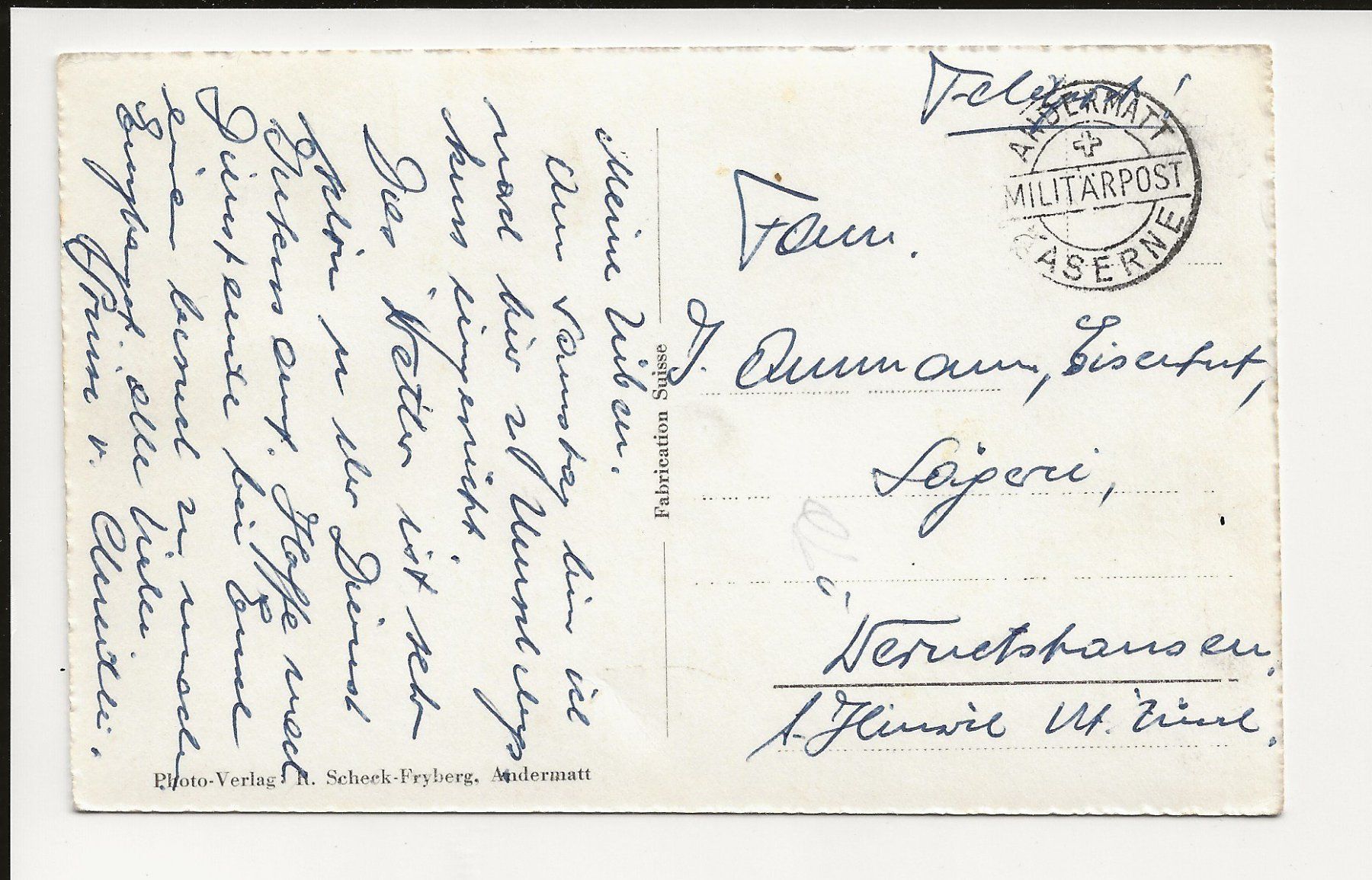 Cartoline postali: AK ca. 1945  Andermatt mit Kasernen, Feldpost – Usato da Greifensee venduto da 315WDO 1