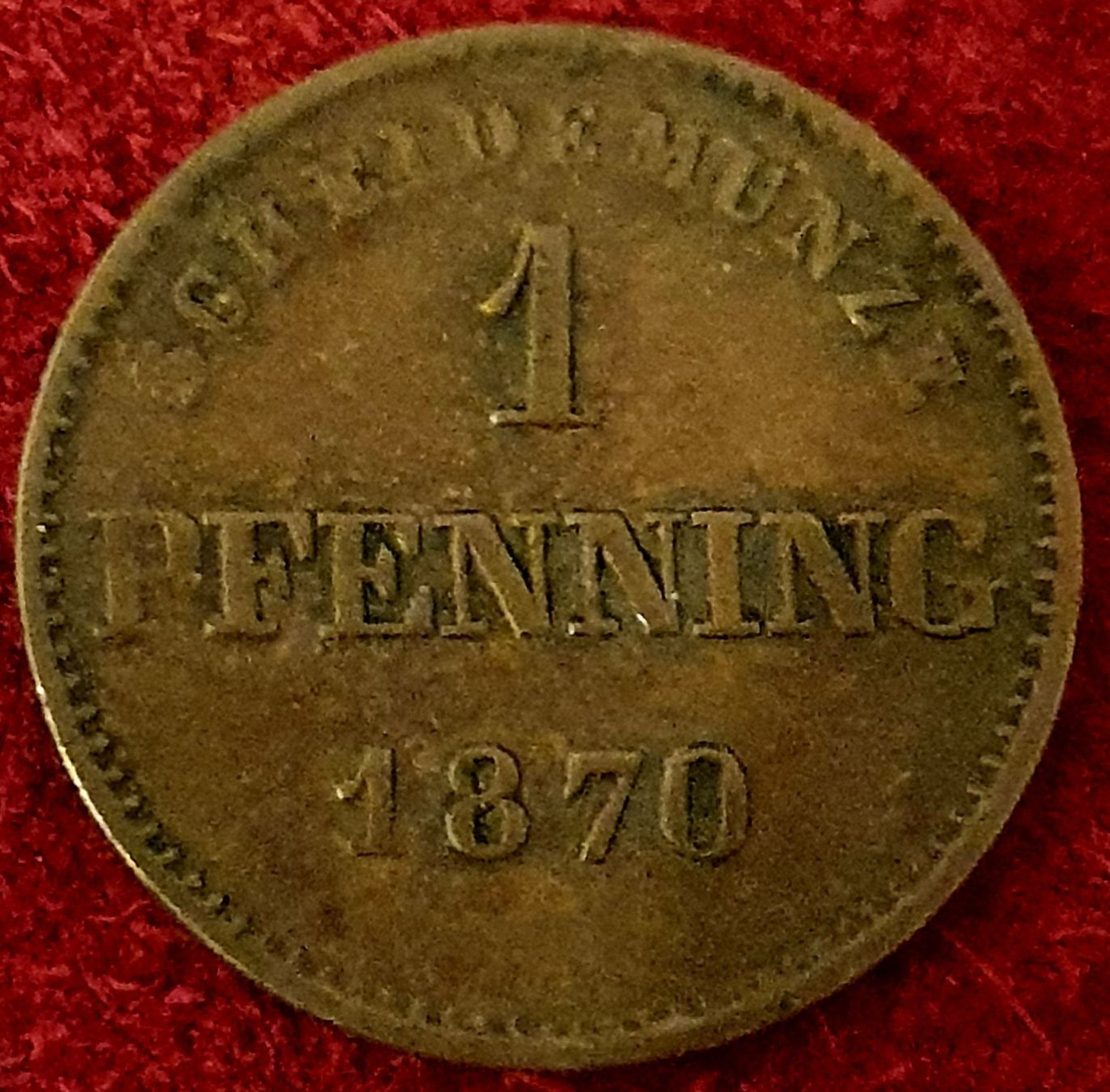 Alle Münzen: 1 Pfennig 1870 – Gebraucht aus Egerkingen von Acc1 1