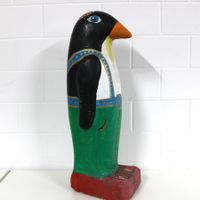 Handgemachte Fritz Müller Beton Pinguin Gartenfigur 70 cm