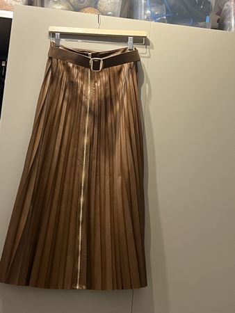 Faltenrock Kunstleder braun