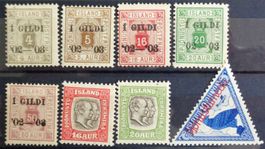 ISLAND : 8 timbres de service neufs *, 1902 à 1930