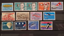 Lot CH Briefmarken mit Aviatik und Raumfahrtmotiven