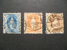 Stehende Helvetia 1907 / 1908 gestempelt