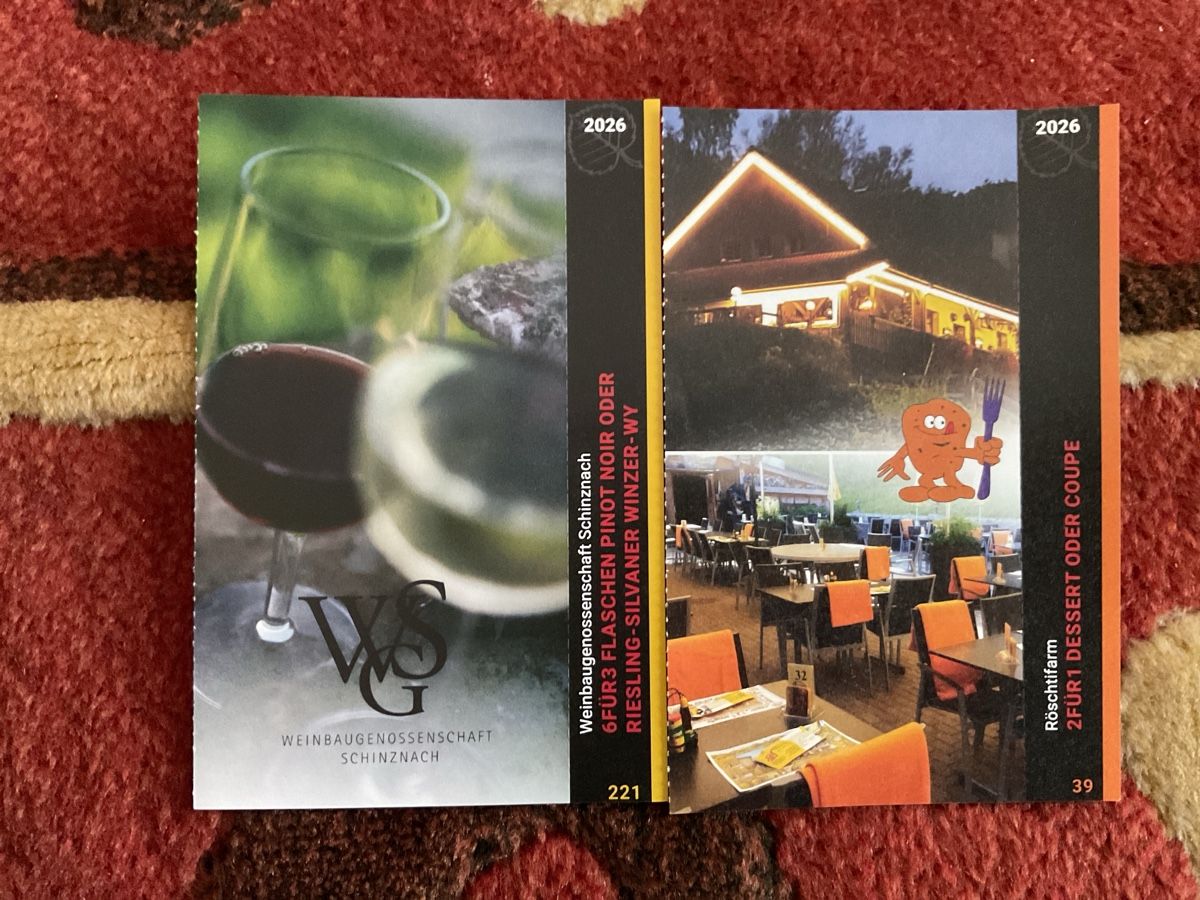Gutscheine: 7 bons de réductions à Schinznach – Neu (gemäss Beschreibung) aus Düdingen von Yellow 1