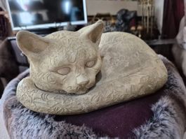Dekorationsfigur Katze schlafend mit Muster guter Zustand