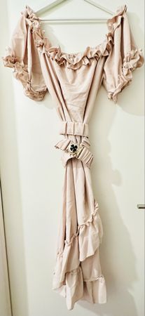 Elegantes Sommerkleid in Beige mit Rüschen 3XL