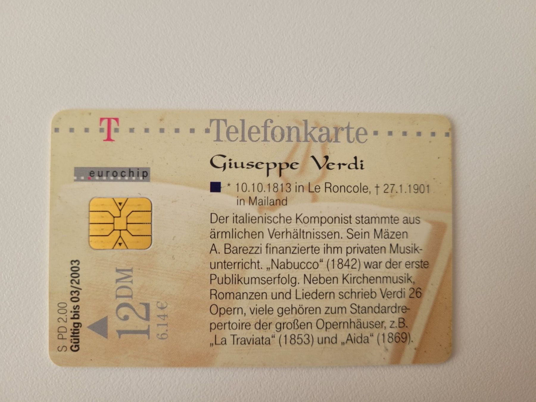 Schede telefoniche: Telefonkarte Deutschland "Verdi" – Usato da Inwil venduto da Flower2325 1