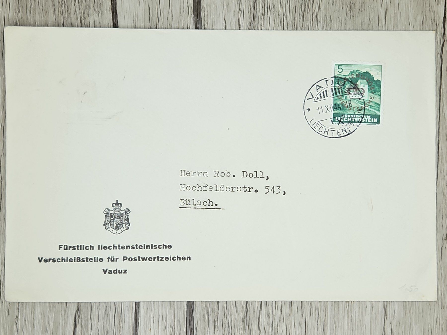 Alle Briefmarken: CL14 Enveloppe + Timbre Liechtenstein 1944 – Gebraucht aus Cousset von Patrick_Collections