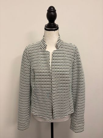 Bonita leichter Blazer weiss türkis 38  Muster Stehkragen