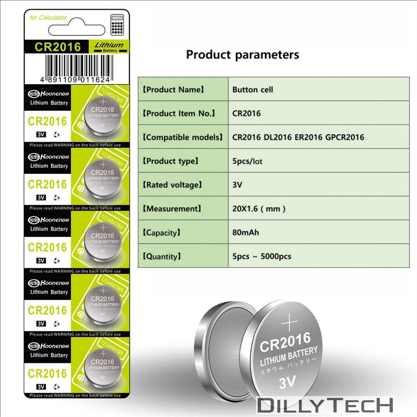 Caricatori & Batterie: Koonenda CR2016 Knopfzellenbatterie - 10 Stk – Nuovo e nell'imballaggio originale da Meilen venduto da DillyTecH 2