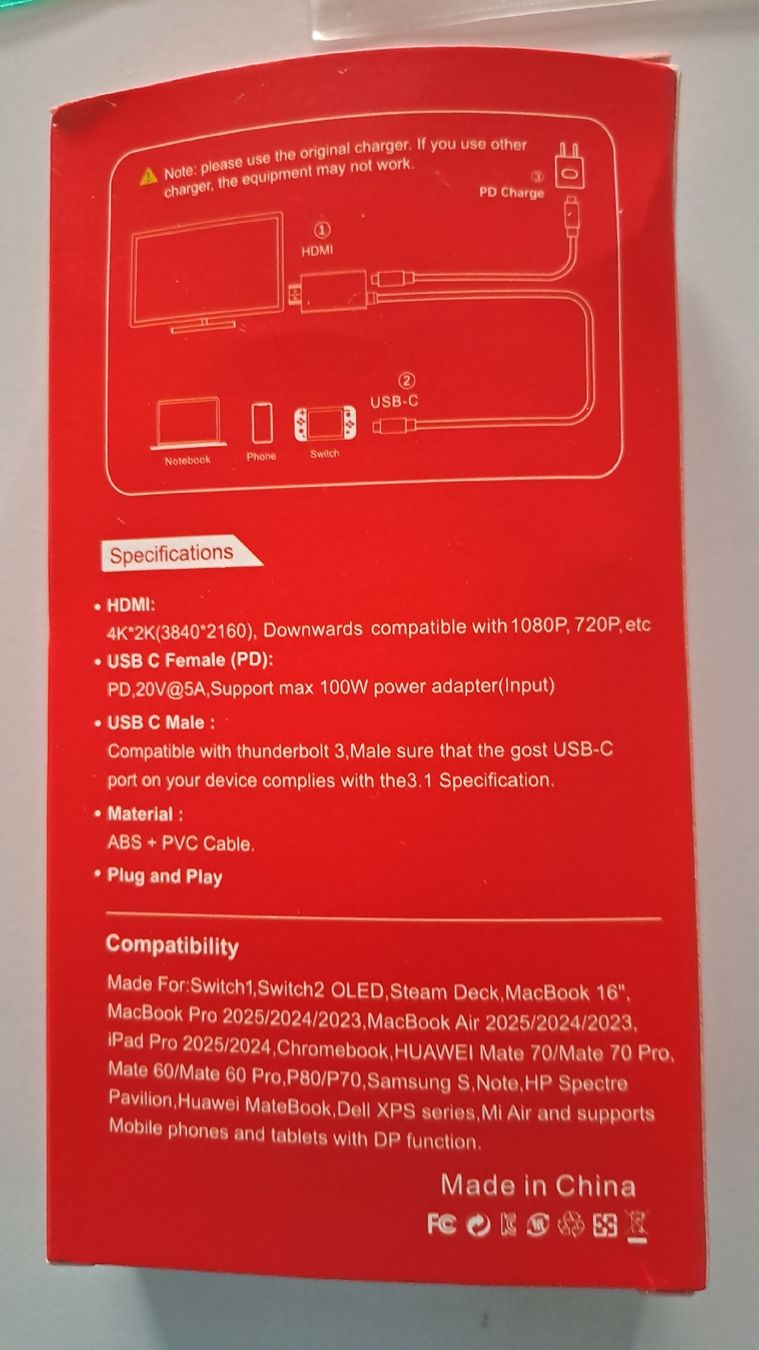 Nintendo Kabel: USB-C zu HDMI Adapterkabel  Switch 4K 60Hz – Neu und originalverpackt aus Sirnach von AVO_8370_Sirnach 1