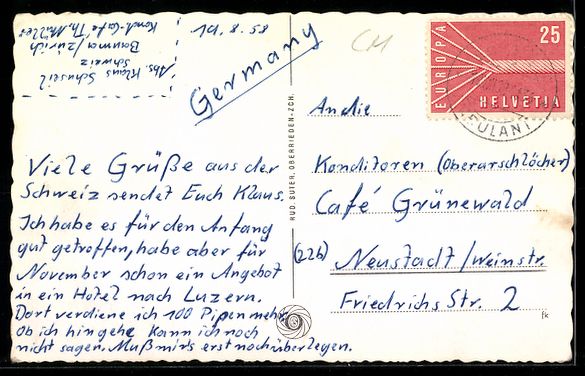 Ansichtskarten: AK Bauma, Teilansicht mit Kirche, 1958 – Gebraucht aus Berlin von bartko-reher 1