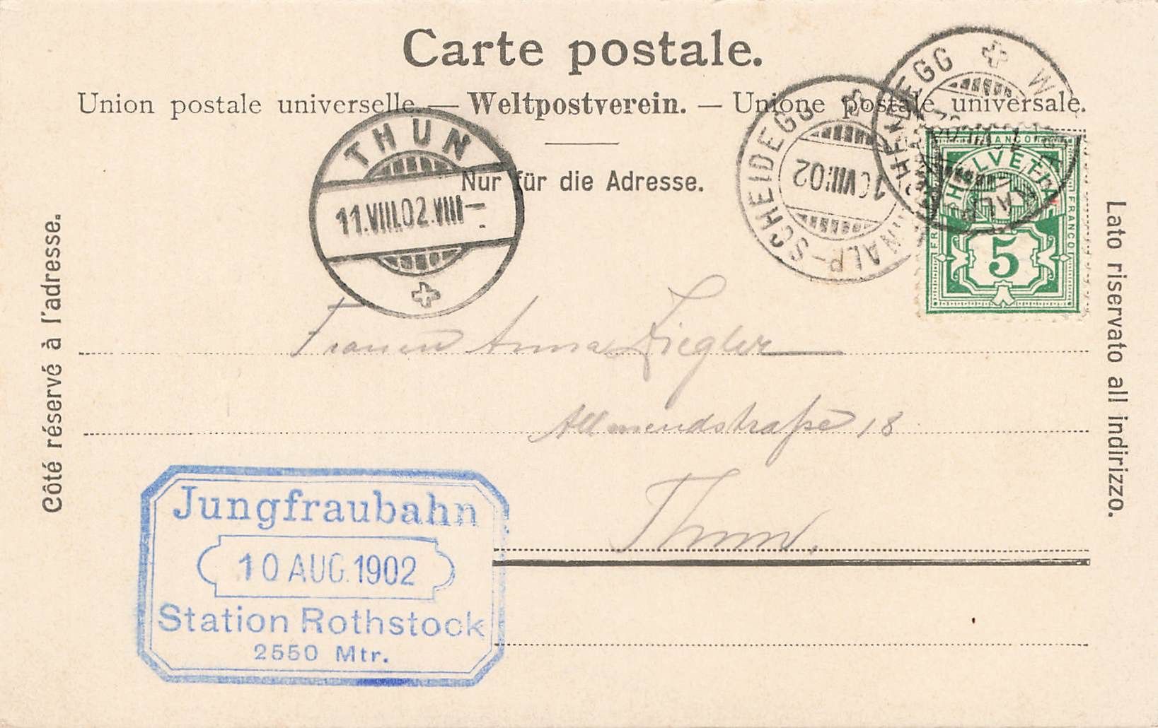 Cartoline postali: Jungfrau bahn Station eigergletscher Bahnhof – Usato da Biasca venduto da Blenio71 1