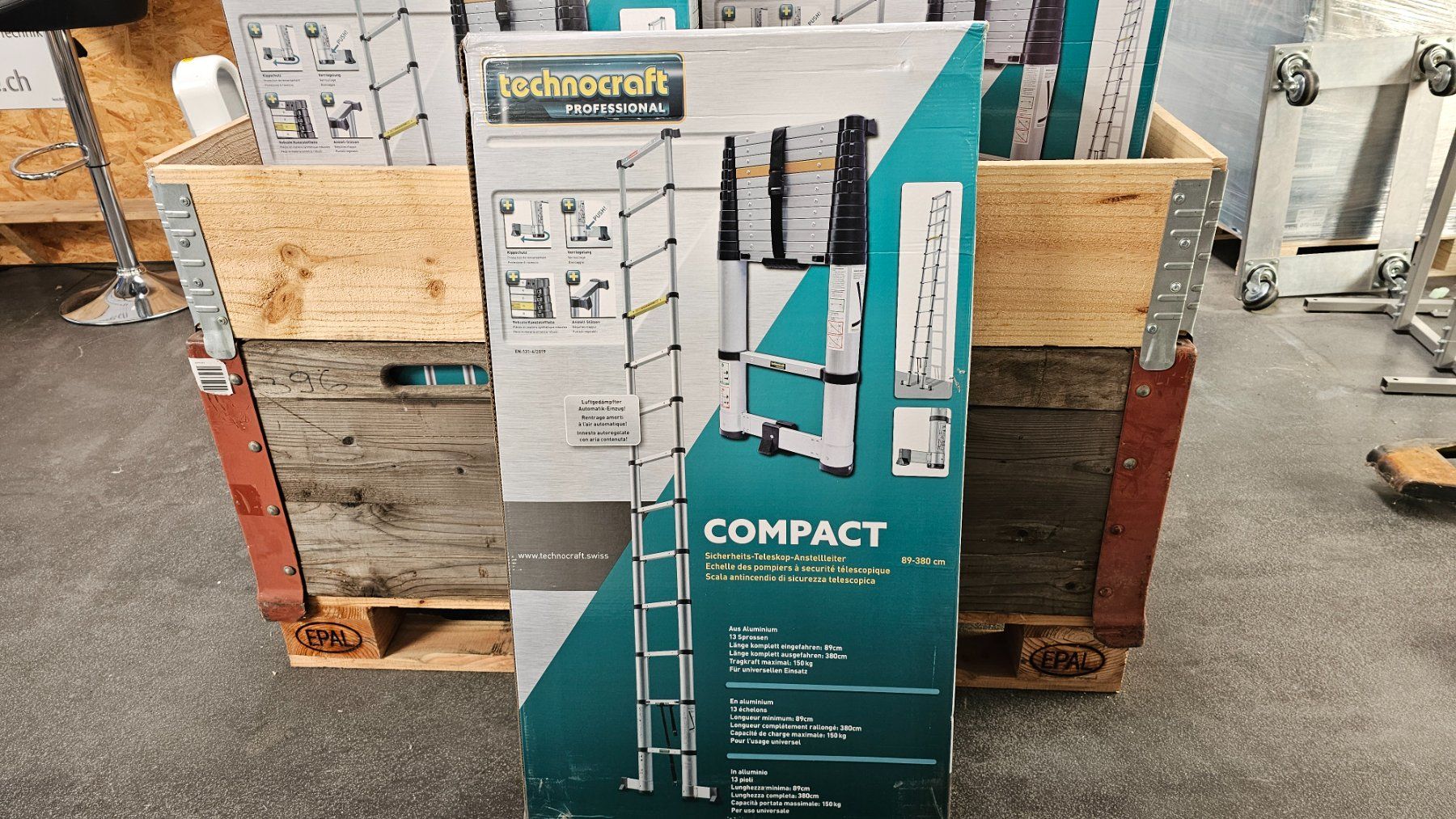 Technocraft Scale: technocraft Sicherheits Teleskop Anstellleiter bis 374cm – Nuovo e nell'imballaggio originale da Jegenstorf venduto da Bracher_Mail-House 8