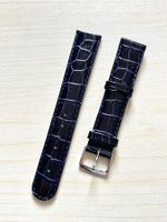 Echt Leder Uhrenarmband, Kroko Optik, dunkelblau, 20mm