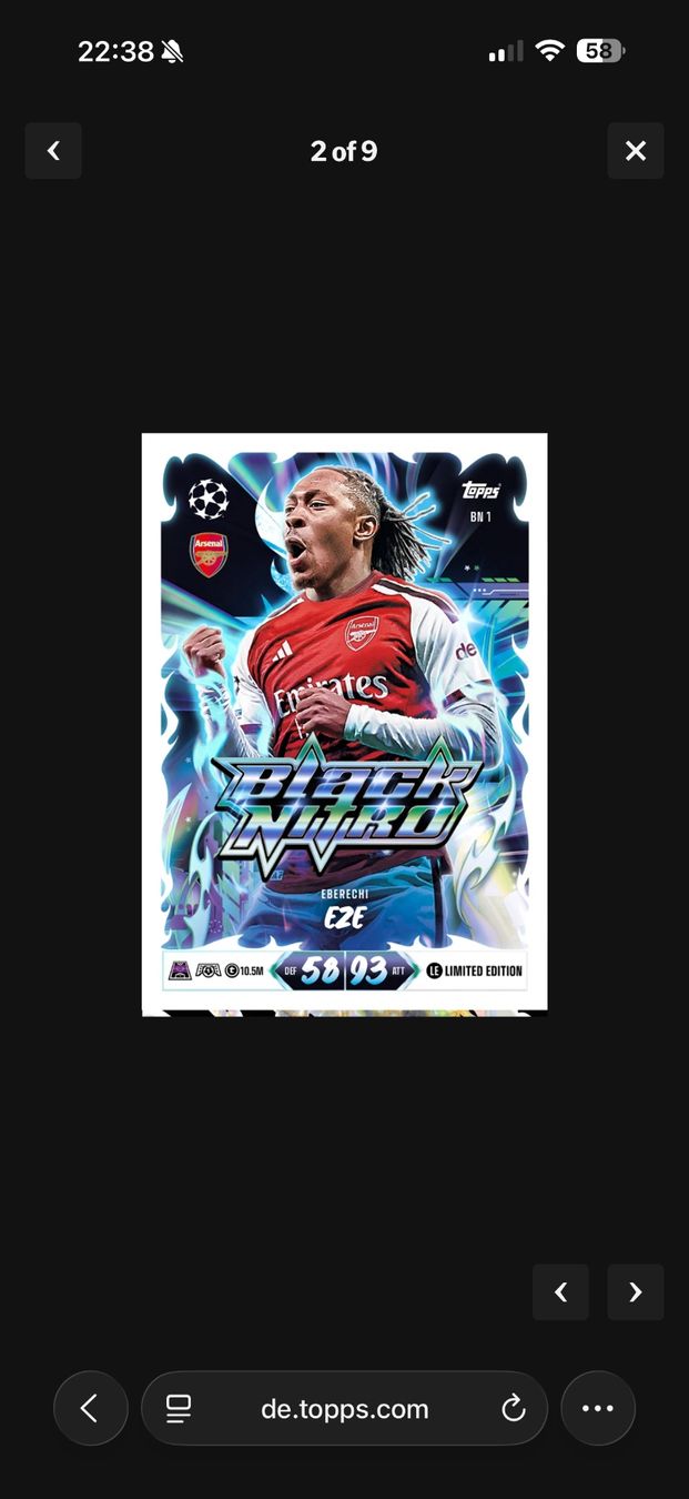 Match Attax 26/27 Eberechi Eze Black Nitro Karte Extrem Rar (Neu ...