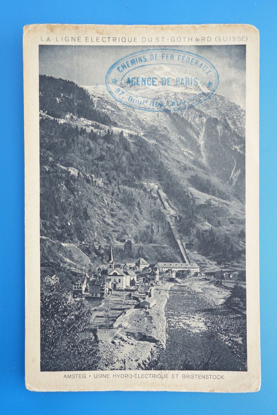 Cartoline postali: AMSTEG - USINE HYDRO-ELECTRIQUE - BAHNSTEMPEL – Usato da Ibach venduto da Ibanto